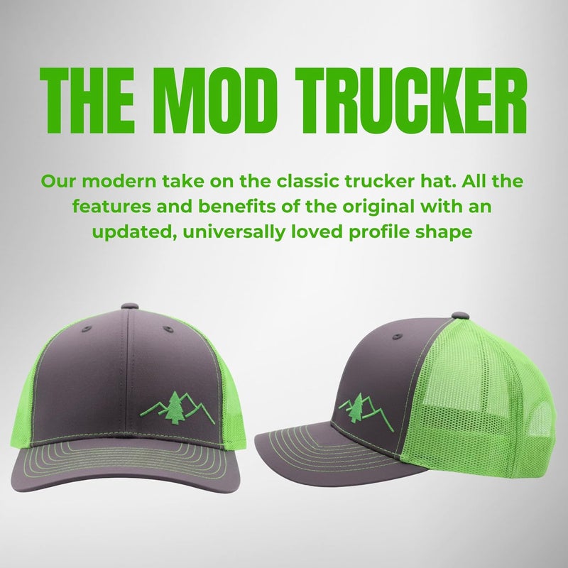 Lindo Trucker Hat [ Great Outdoors Design ] for Men and Women: Mid Profile Cap with Breathable Mesh Back and Adjustable Snap - Image 2